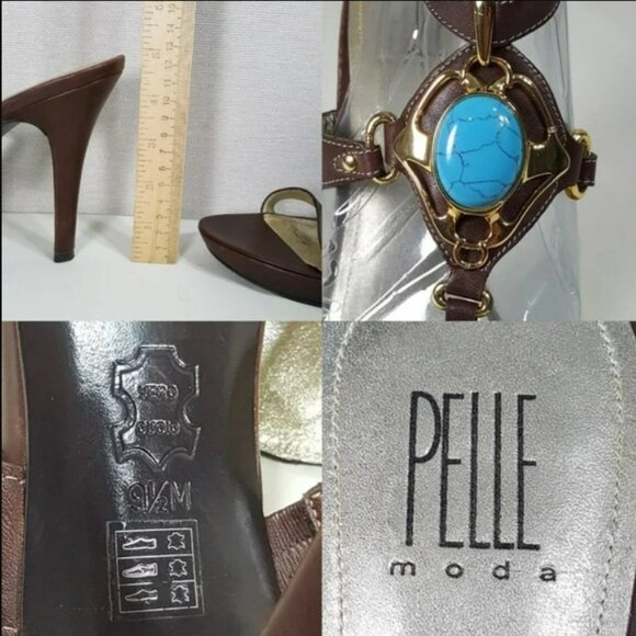 Pelle Moda Womens Sandals Size 9.5 Embellished Ankle Strap Open Toe Heels Shoes - Picture 8 of 8
